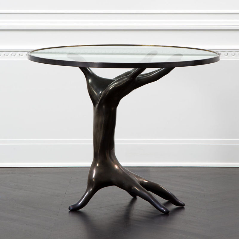 Italian art hand shaped corner table design  luxurious and sculptural premium bronze centre table