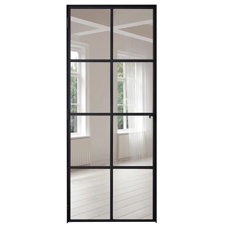 Double Glass Aluminium Soundproof  Exterior French Doors Swing Door with Mirror