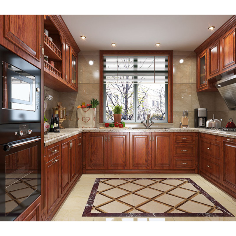 North American Customized Kitchen Pantry Furniture Classic Cherry Wood Kitchen Cabinets