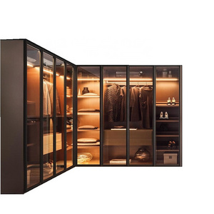 Customized Design Flat Open Wooden Freestanding Large Storage Dressing Room Walk In Closets Sliding Door Wardrobe Modern