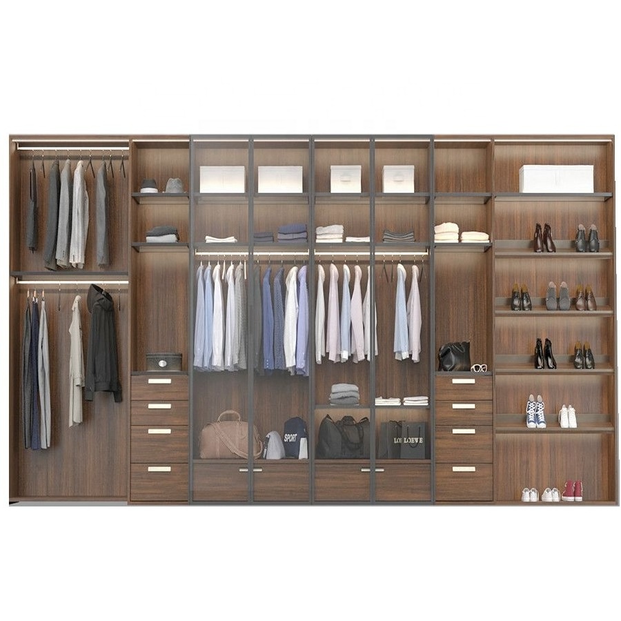 Customized Design Flat Open Wooden Freestanding Large Storage Dressing Room Walk In Closets Sliding Door Wardrobe Modern