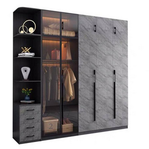 Factory direct sale brown wood armoire bedroom designs furniture wardrobe closet