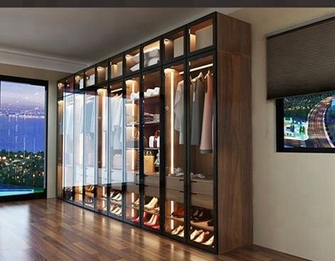 CBMmart Modern Luxury Metal Wardrobes New Design Sliding Glass Door Wardrobe Closet