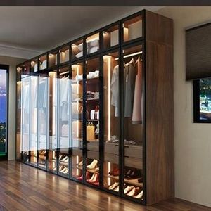 CBMmart Modern Luxury Metal Wardrobes New Design Sliding Glass Door Wardrobe Closet