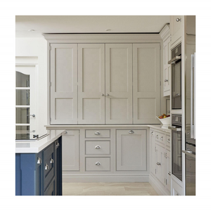 CBMmart Blue White Shaker Kitchen Cabinets Stone Top Island Wood Cam Lock System Drawer With Customize Cabinet Door