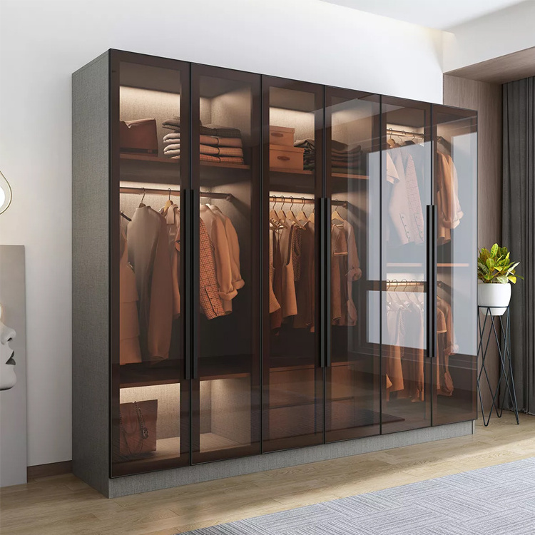 CBMmart Home Improvement Aluminium Frame Glass Free Standing Swing Wardrobe Closet