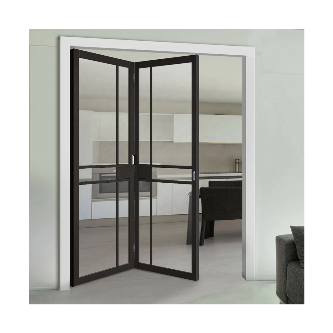 CBMmart  Modern Design Aluminum Security Double Tempered Glass French Folding Door