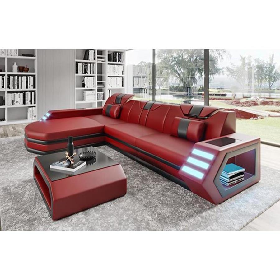 CBMMART Modern LED Lighting Leather Sofa Set Furniture Living Room Sofas Sectionals price