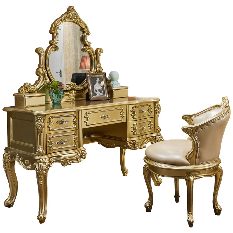 European classic style solid wood dressing table mirrored dresser furniture