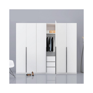 Simple Melamine Wooden Closet Modern Wardrobe Designs MDF Swing Door Cloth Storage