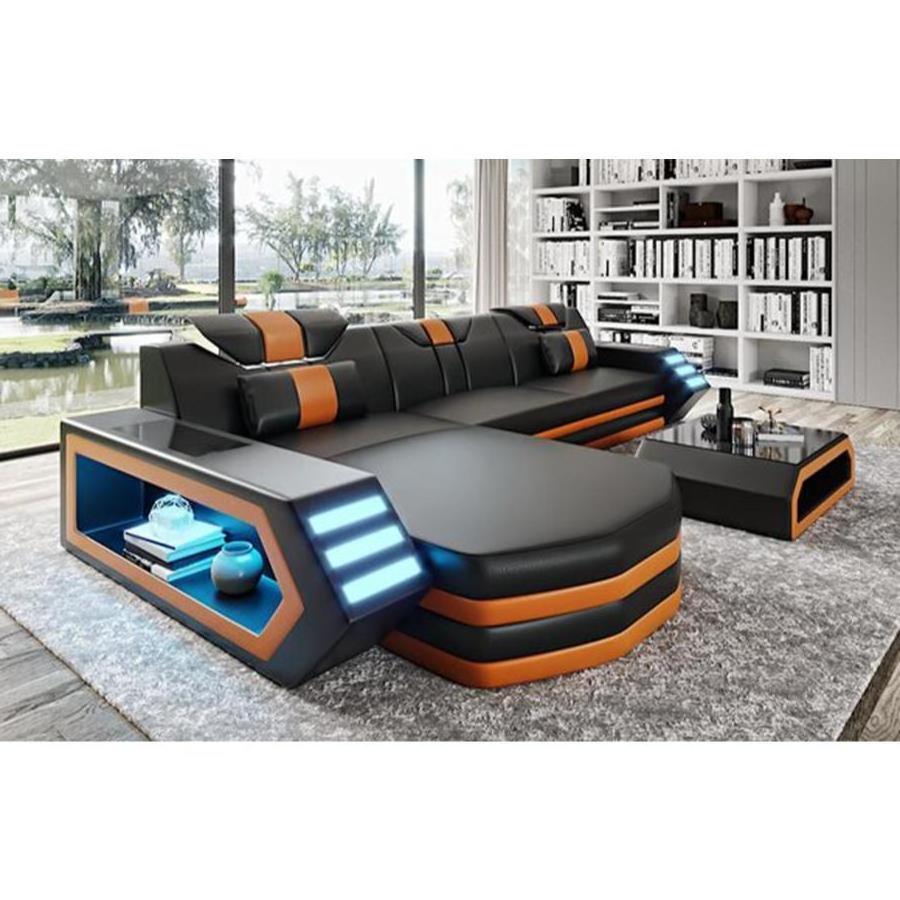 CBMMART Modern LED Lighting Leather Sofa Set Furniture Living Room Sofas Sectionals price