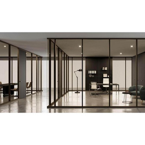 aluminum Double Glass Partition Office Divider Glass Partition Wall with Shutter and Blind