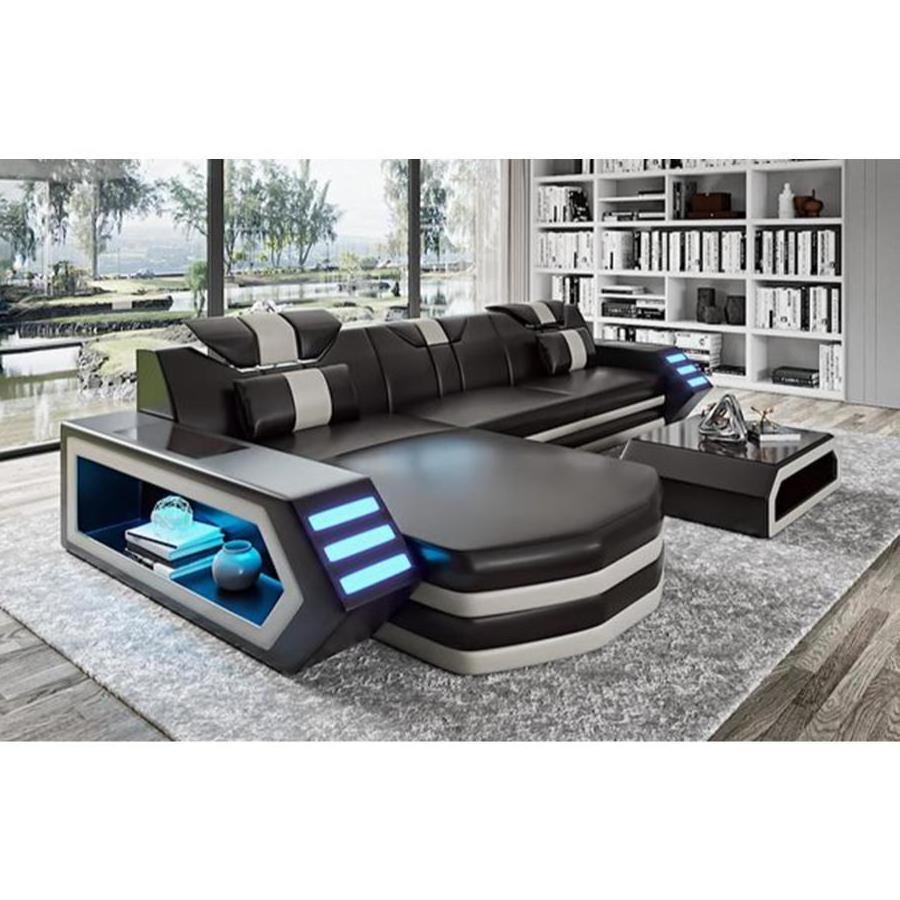 CBMMART Modern LED Lighting Leather Sofa Set Furniture Living Room Sofas Sectionals price