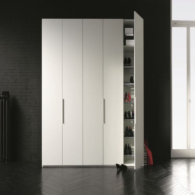 Simple Melamine Wooden Closet Modern Wardrobe Designs MDF Swing Door Cloth Storage