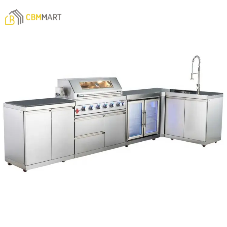 CBMmart Outdoor Kitchen Cabinets Gas Grill Customized Outdoor Kitchen 304 Stainless Steel Outdoor Kitchen Cabinets