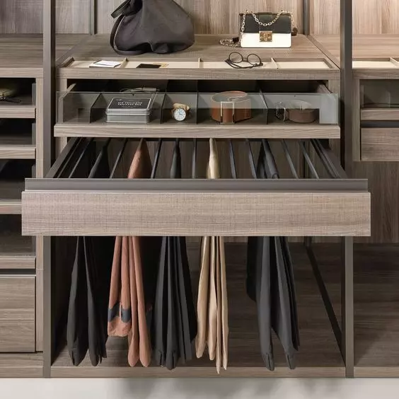 Customized wall wardrobe closet organizer with open shelves  walk in closet wardrobe with dress up table