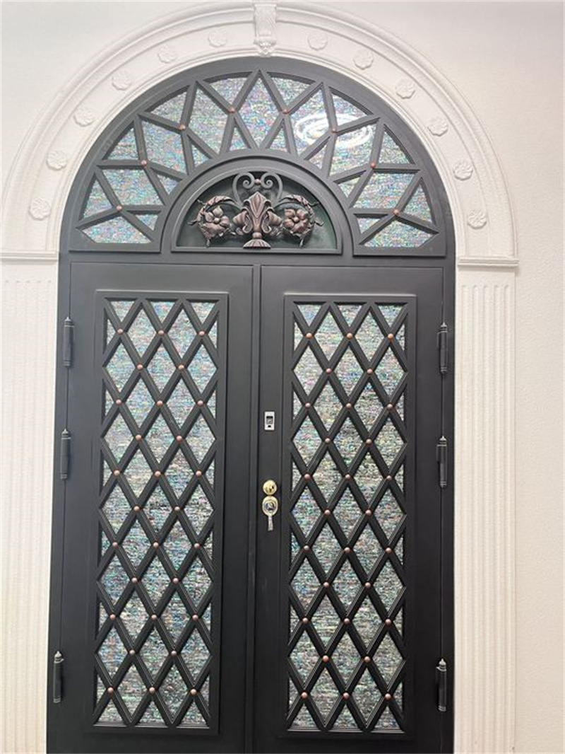 CBMmart exterior arches design entrance door matt black wrought iron double door