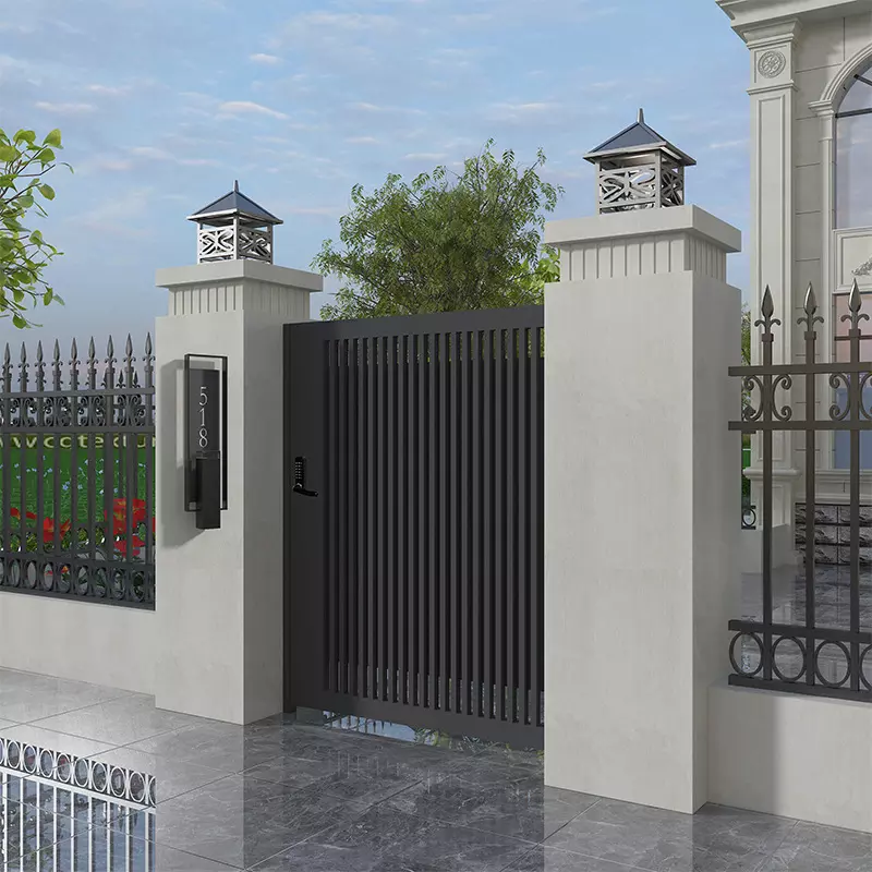 Wrought iron fancy gate country courtyard home electric pair single open  gate for garden