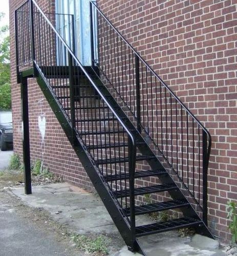 CBMmart Customized exterior fire escaped metal stairs outdoor galvanized steel straight staircase design