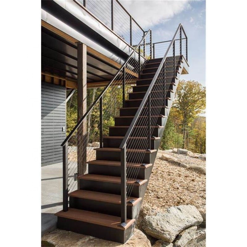 CBMmart Customized exterior fire escaped metal stairs outdoor galvanized steel straight staircase design