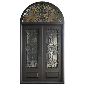 CBMmart exterior arches design entrance door matt black wrought iron double door