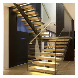 CBMmart Customized White Oak Wooden Tread Staircase Floating Straight Stairs Interior Mono Stringer Stairs designs