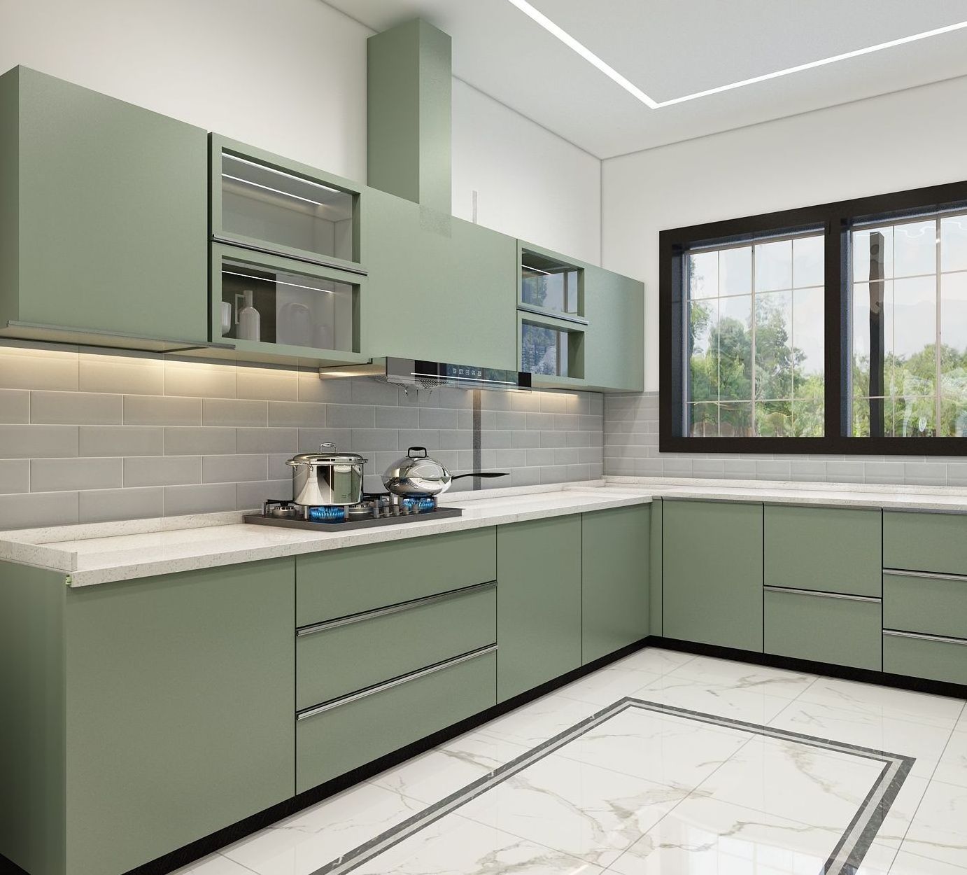 CBMmart Modern Kitchen Cabinets Solid Wood Luxury Designs Ash Wood Kitchen Cabinet Wood Kitchen Cabinets Light Green