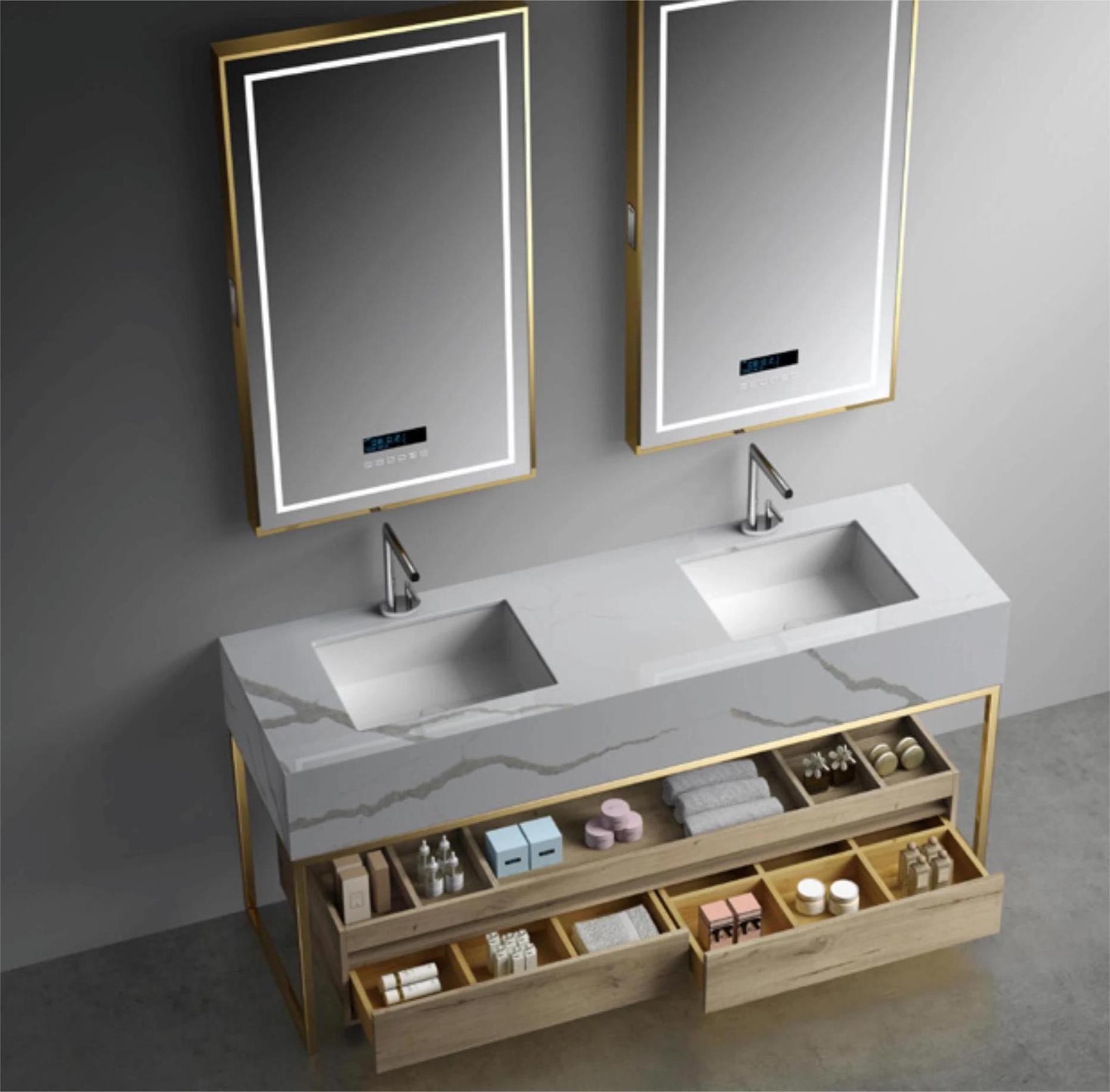 CBMmart Modern Design Floor Solid Oak Wood Bathroom Vanity Cabinets without Handle