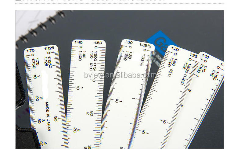 Bview Art 19cm Fan Plastic Scale Ruler For Engineering Architectural Scale Ruler, Flexible Ruler