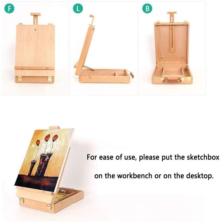 Bview Art Hot Selling Large Adjustable Wood Table Sketchbox Easel For Painting Drawing