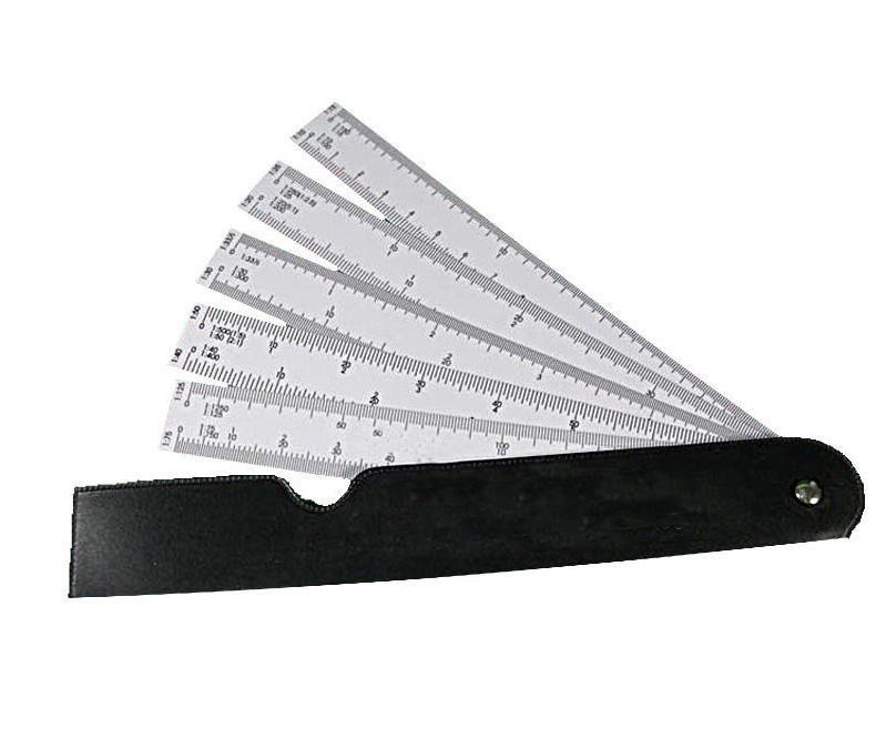 Bview Art 19cm Fan Plastic Scale Ruler For Engineering Architectural Scale Ruler, Flexible Ruler