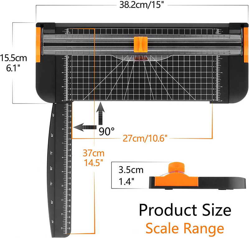 Bview Art Rotary Rolling Paper Knife 12 inch Office Trimmer A4 Paper Craft Cutter with Security Blade