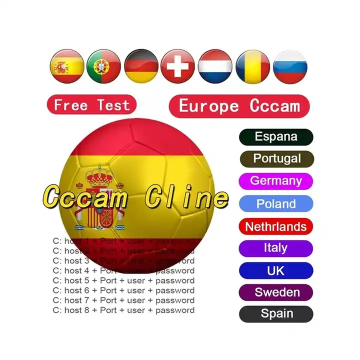 Cccam cline for Europe Spain Germany Portugal Poland Stable Receptois ccam patible with speaker satellite TV DVB-S2 test 48h