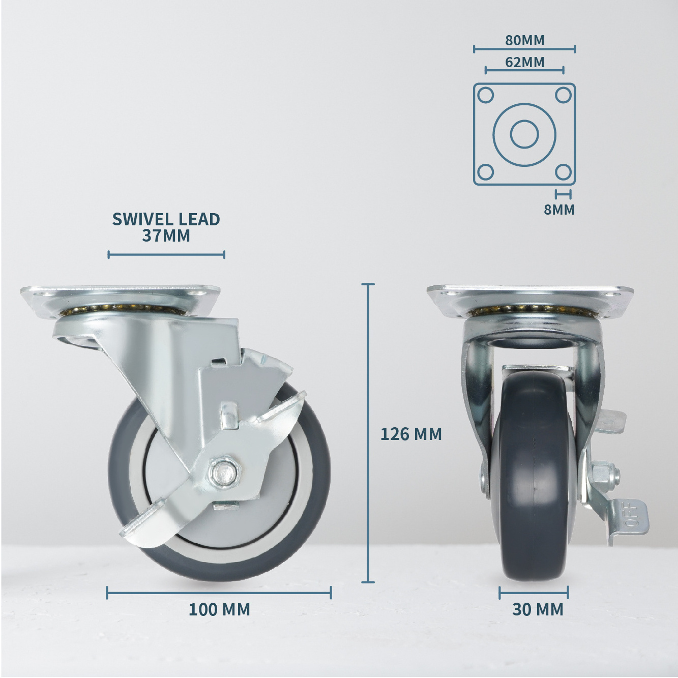 Heavy Duty 4 Inch Castor Wheel With Side Brake