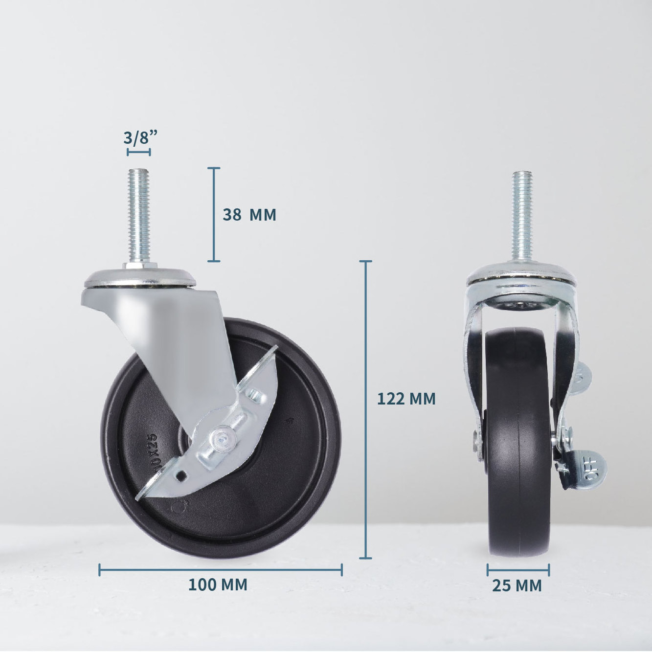 CCE 4 Inch Locking Casters 3/8