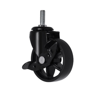 Rotating Swivel Lock Nylon Wheel Roller 3 Inch Size With 3/8" Stem casters