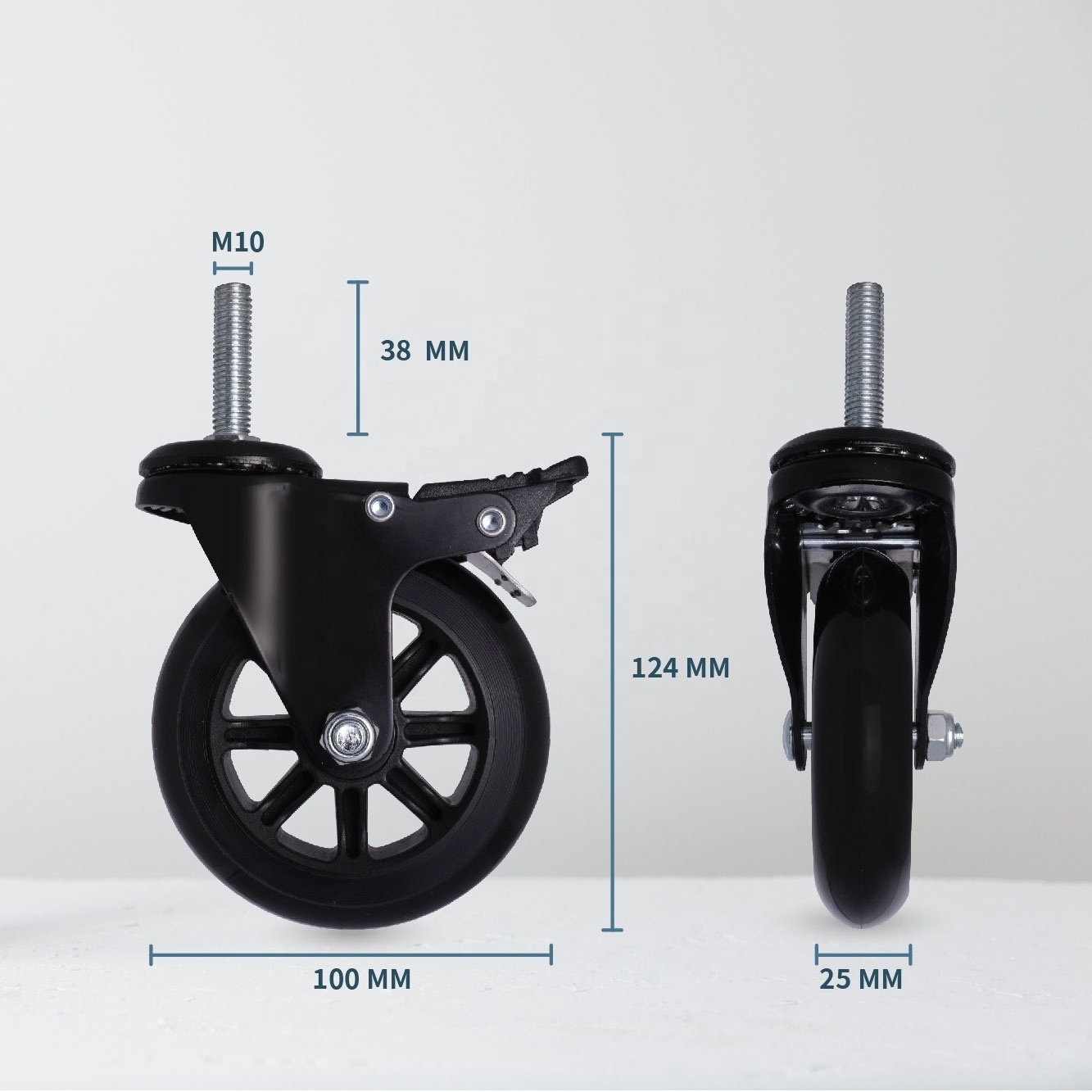 Heavy Duty 4 Inch Stem Casters Heavy Duty Roller Blade Polyurethane Wheel