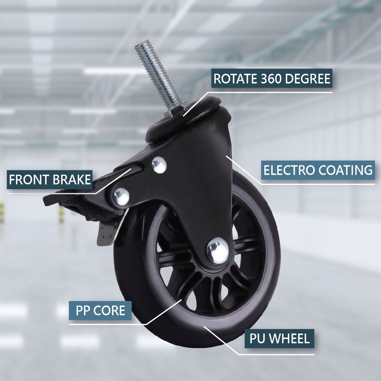 Heavy Duty 4 Inch Stem Casters Heavy Duty Roller Blade Polyurethane Wheel