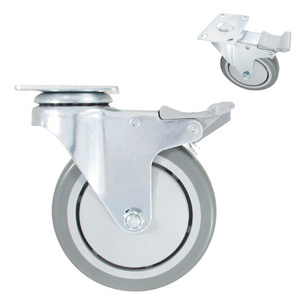 CCE Caster  5 Inch Rubber Swivel Plate Caster Wheels With Brakes