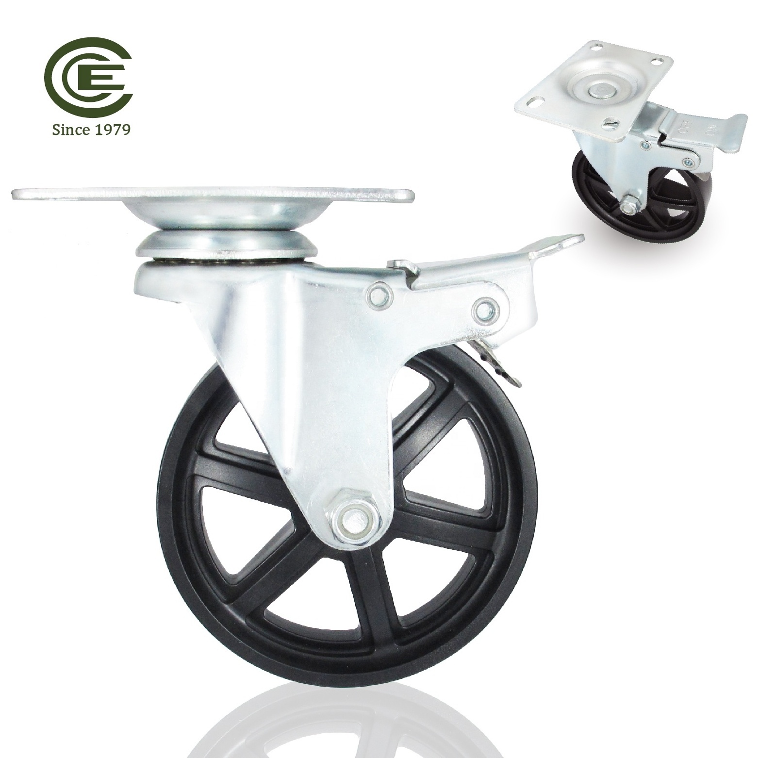 CCE Caster 4 Inch Large Industrial Furniture Steel Locking Caster Wheels