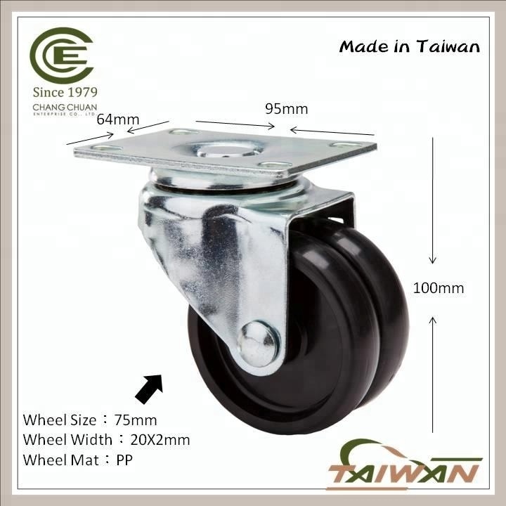 CCE Caster 3 inch Swivel Fixed PU Caster Wheel for Dolly Cart