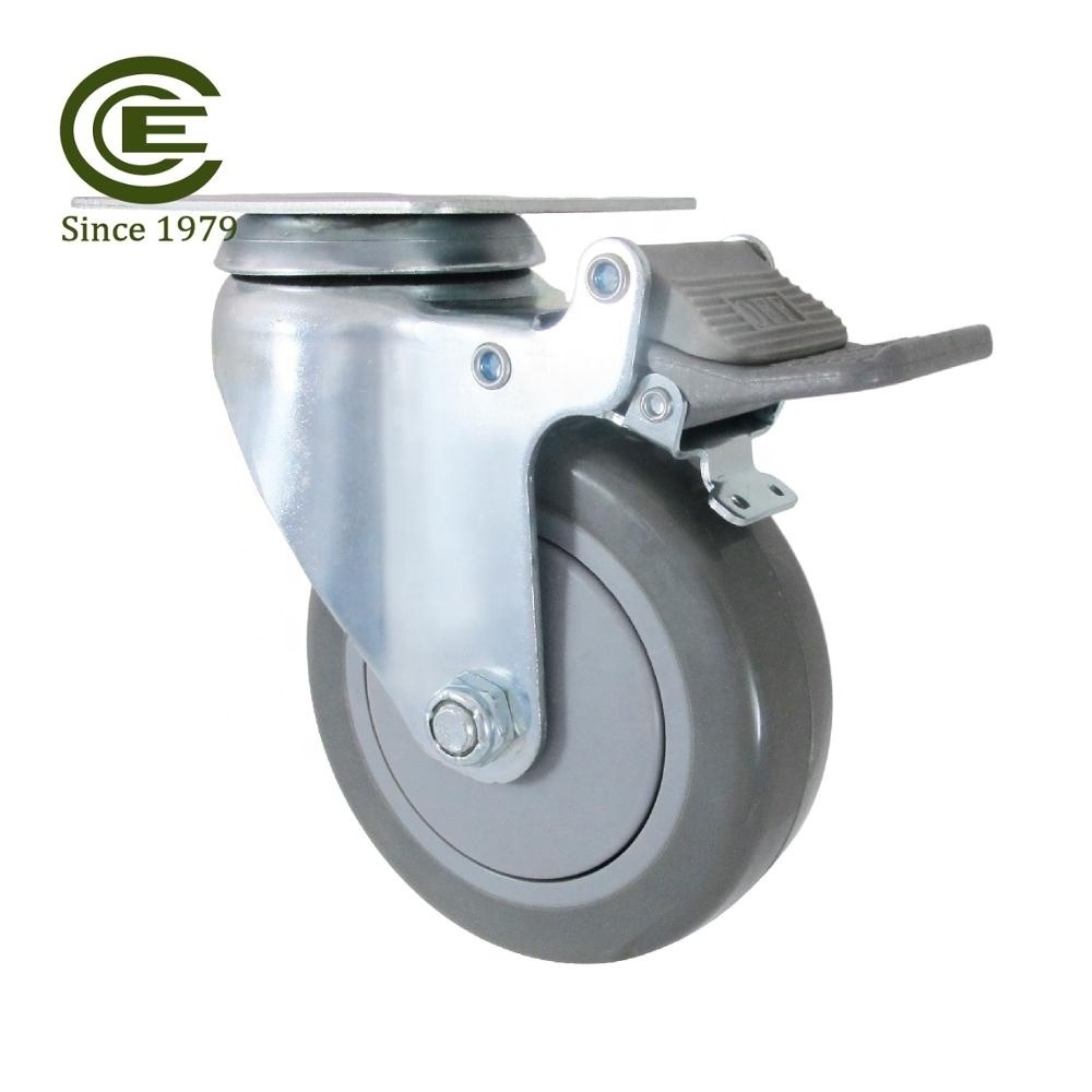 CCE Caster 4 Inch Polyurethane Silent Trolley Wheels With Brake