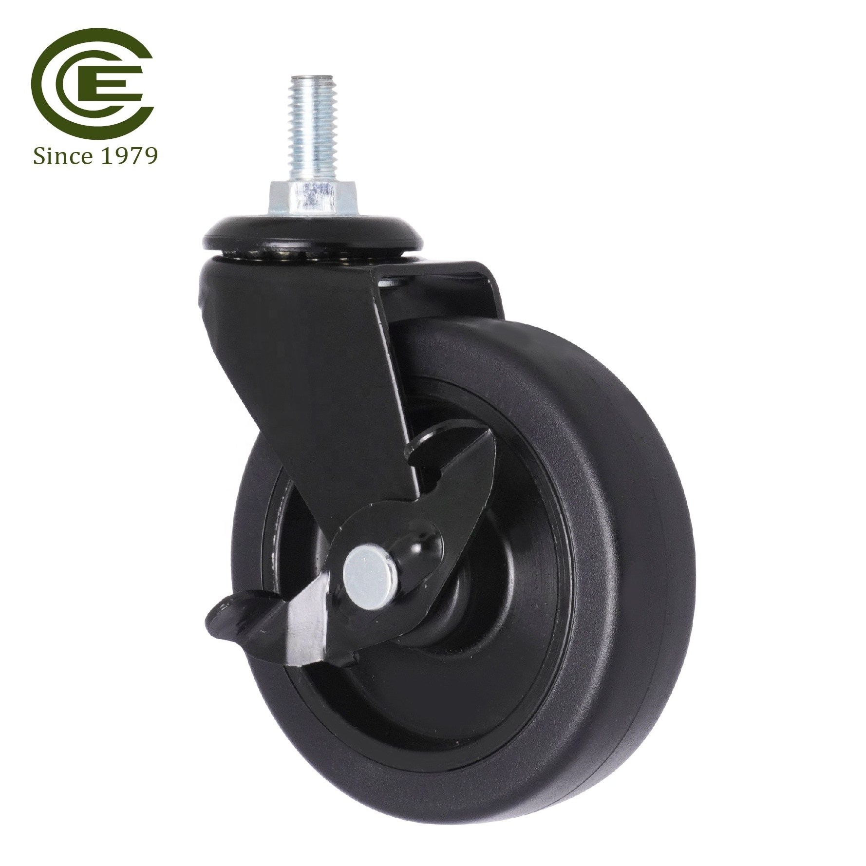 3 Inch M8 Threaded Caster TPR Rubber Swivel Casters For Furniture