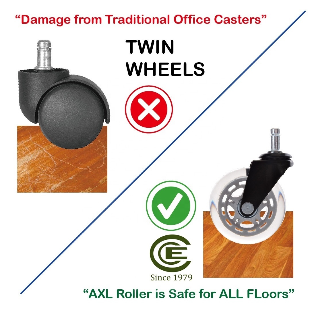 Office Chair Caster Wheels (Set of 5) - Heavy Duty & Safe for All Floors Including Hardwood - Perfect Replacement for Desk Floor