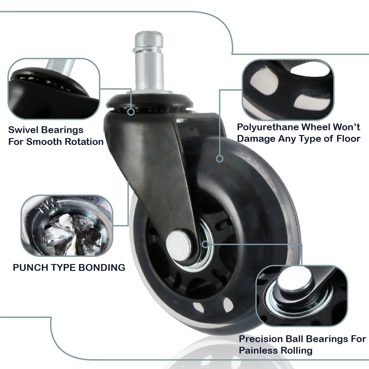 CCE Caster Rollerblade Office Chair Caster Wheels Replacement