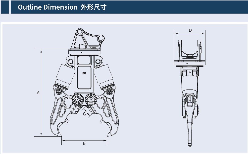 EDT EDDIE Hydraulic Shear and Demolition Crusher Attachment for Excavator New Condition with Reliable Motor Bearing Components