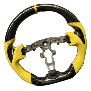 Factory Direct Price with carbon grips with yellow perforated leather  on carbon fiber steering wheel for Nissan 370z juke z34