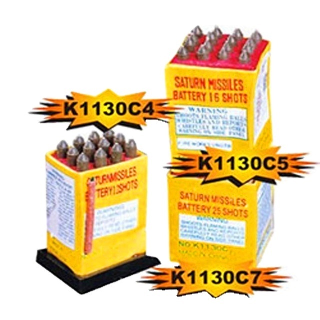 K1130 12 12 16 25 50 100 shots 1.4G un0336 saturn missiles battery fireworks with burst effect