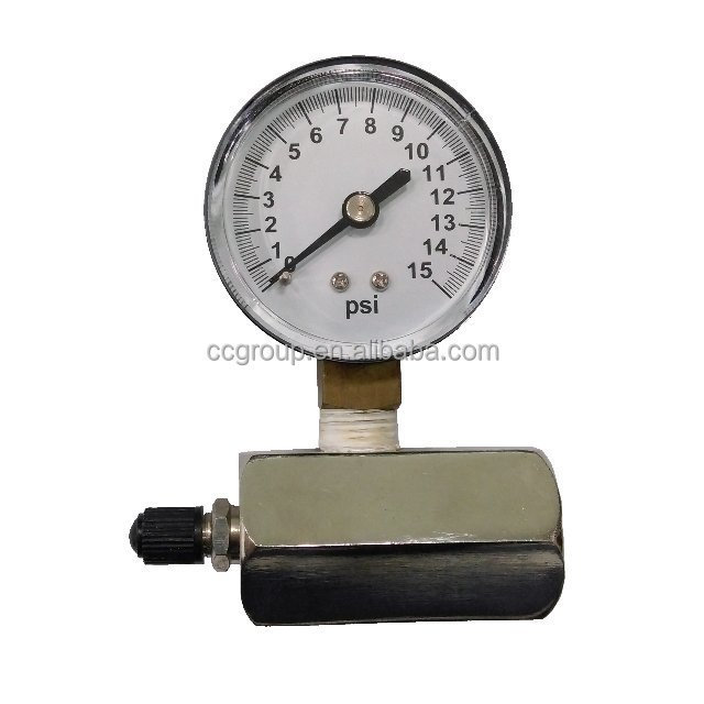 AIR, GAS, WATER PRESSURE TEST GAUGE WITH SCHRADER VALVE