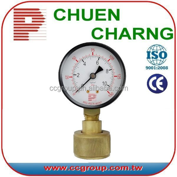 AIR, GAS, WATER PRESSURE TEST GAUGE WITH SCHRADER VALVE